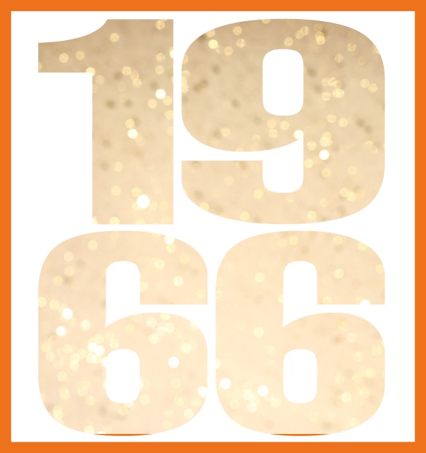 Oniine invitation card with cut out 1966 for own photo Orange.