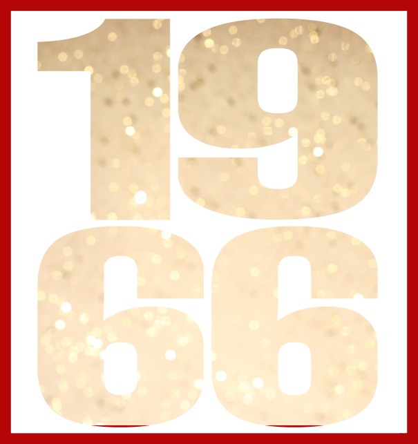 Oniine invitation card with cut out 1966 for own photo Red.