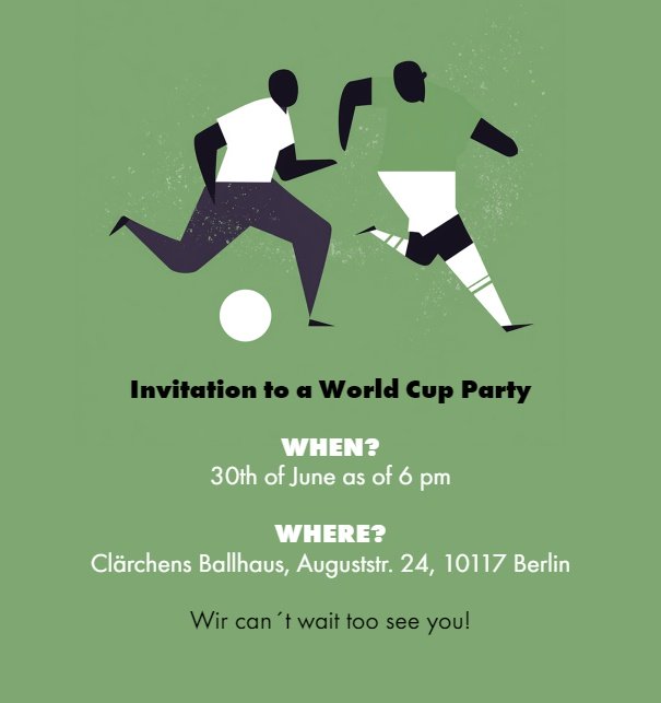 Online Invitation card for World Cup 2026 games.