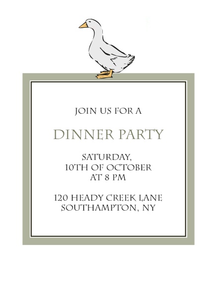 Online Invitation card with an illustrated Peking Duck