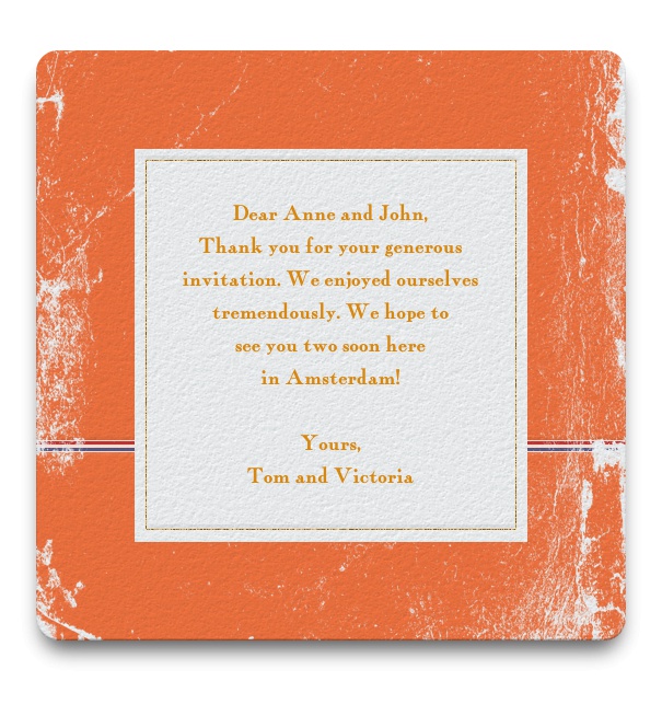Holland Flag framed card to Grill and Cocktail with white Square in the Middle for Text.
