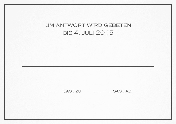 Passende Antwortkarte für Design Tag in Gournsey Schwarz.