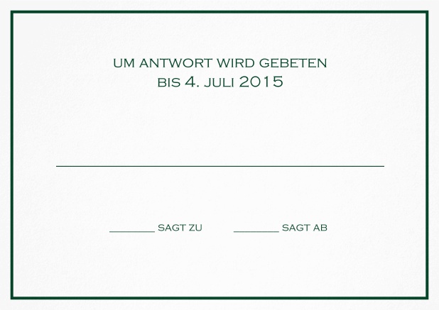 Passende Antwortkarte für Design Tag in Gournsey Grün.