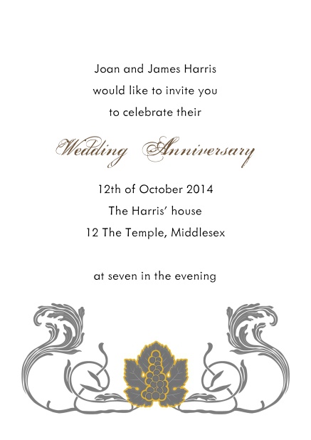 Online invitation card with art deco design elements.