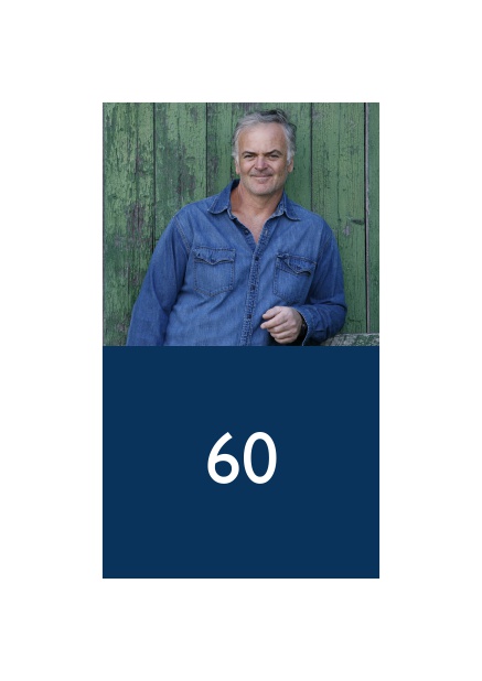 Glücklich mit 60 - Marine - 60. Geburtstag Online Einladungskarte zum 60. Geburtstag mit Fotofeld und buntem Textfeld. Marine.