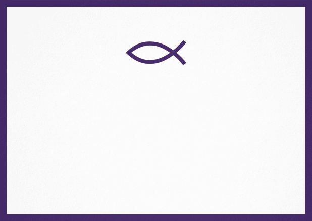 Invitation card with customizable color and Christian symbol on front to a Confirmation. Purple.