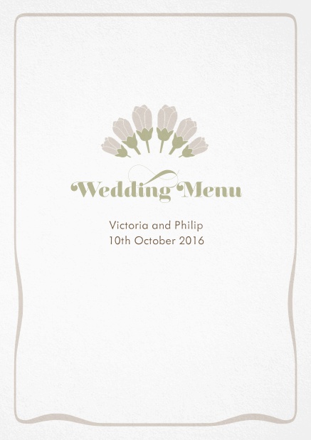 Menu card design with floral art-nouveau elements.