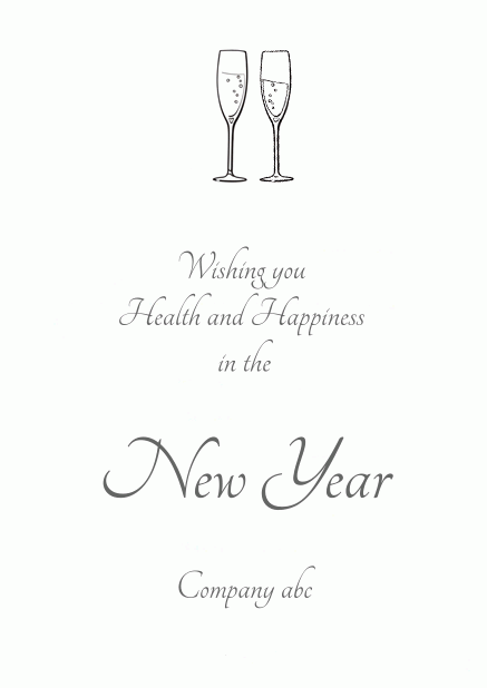 Animated paperless Happy New Year card with Champagne glasses nudging White.