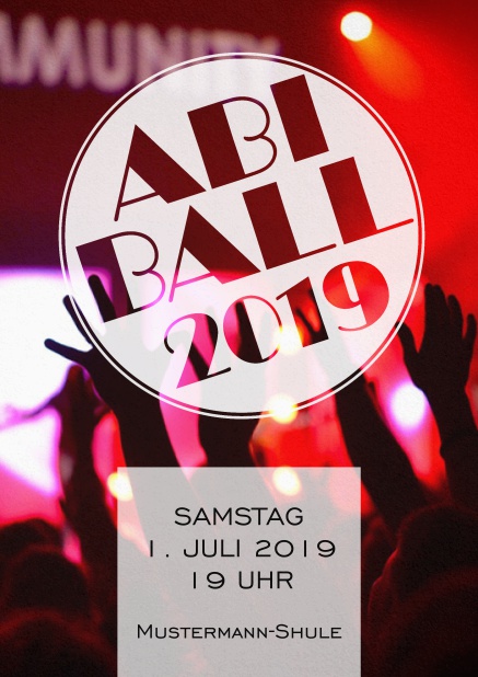 Abi 2019 modern - Abifest Einladungskarte zum Abschlussball mit Fotooption und modernem Design.