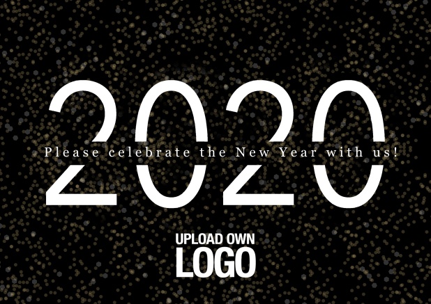 2020 Online invitation card on Leather for new year's eve or other celebrations Black.