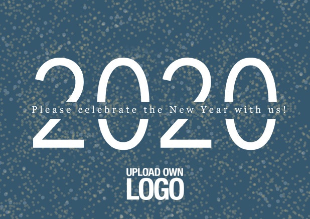 2020 Online invitation card on Leather for new year's eve or other celebrations Blue.