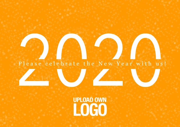 2020 Online invitation card on Leather for new year's eve or other celebrations Orange.