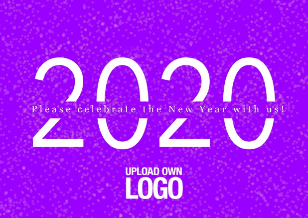 2020 Online invitation card on Leather for new year's eve or other celebrations Purple.