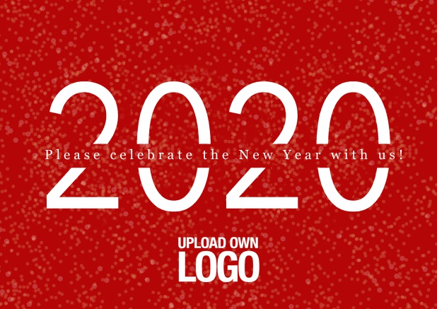 2020 Online invitation card on Leather for new year's eve or other celebrations Red.