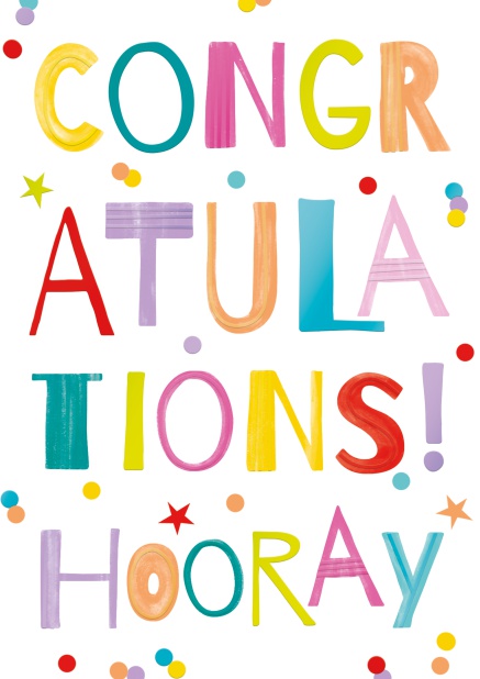 Online Karte zum Gratulieren mit bunter Congratulations! Hooray