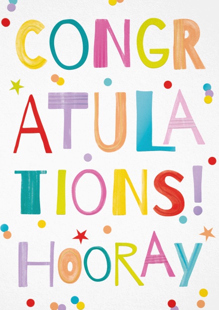 Karte zum Gratulieren mit bunter Congratulations! Hooray