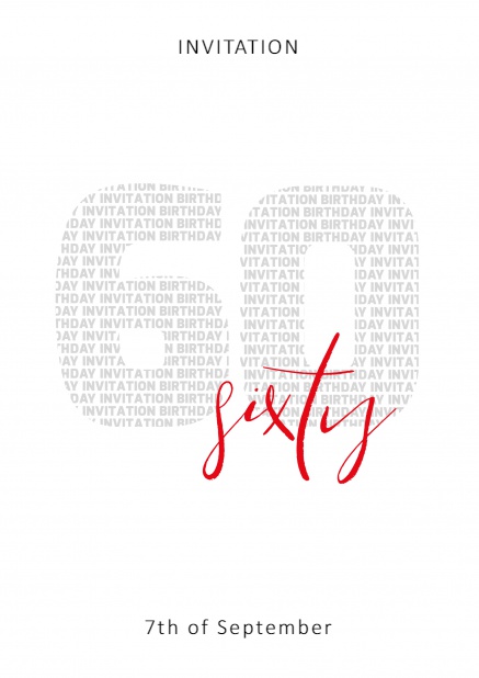 Online Invitation card with 60 sixty