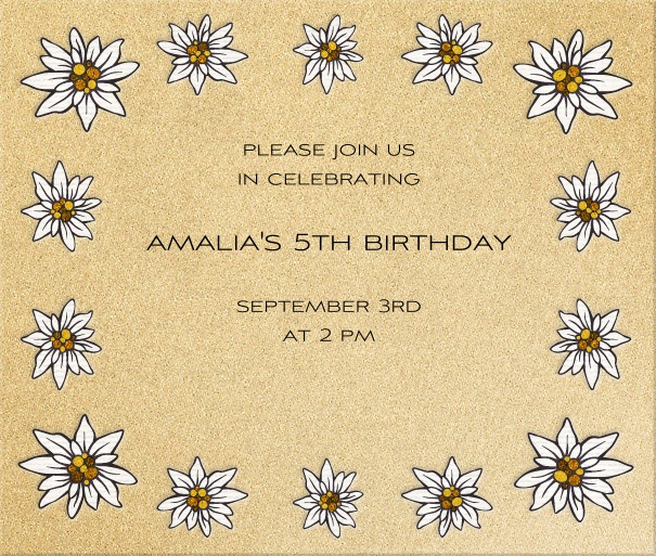 Square Beige invitation card with daisy flowers.