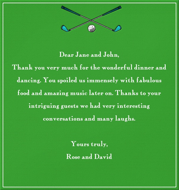 High Green Sports Themed Card with Crossed Golf Clubs.