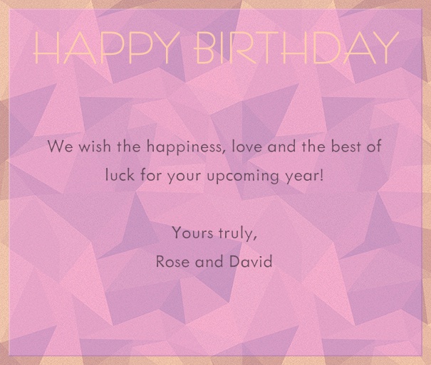Online Geburtstagskarte mit Rosa Design.