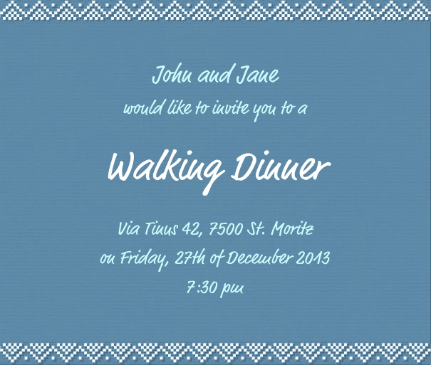 Blue winter invitation card for cocktail or party with winter market motif.