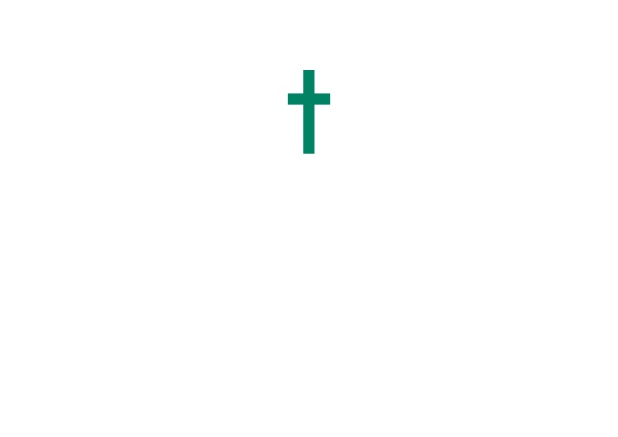 Online Confirmation invitation card with customizable color and Christian Cross on front. Green.