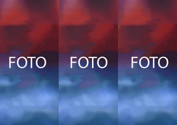 Einfach gestaltete Fotokarte in Querformat mit 3 Fotofeldern zum Foto selber hochladen.