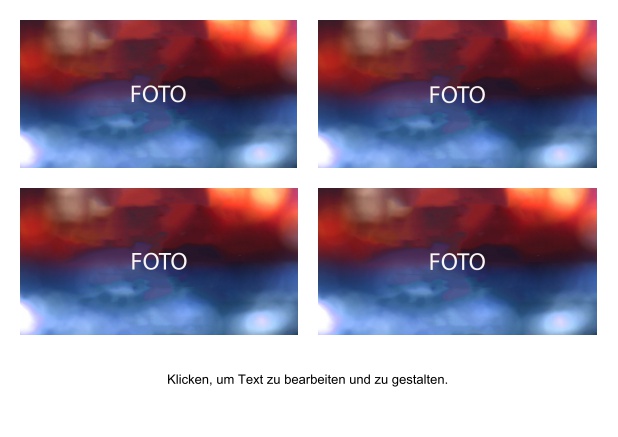Einfach gestaltete online Fotokarte mit Rahmen in Querformat mit 4 Fotofeldern zum Foto selber hochladen inkl. Textfeld.