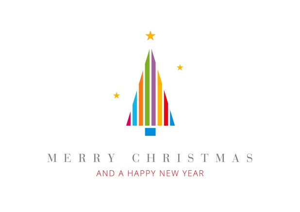 Online Christmas Card with colorful Christmas Tree  incl. New Years Greetings.