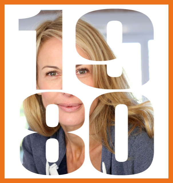 Born in 1980 large - Orange - 40th Anniversary Online invitation card with cut out 1980 for own photo, great for 40th Birthday invitations Orange.