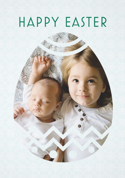 Send Happy Easter wishes with this lovely Easter photo card shaped as an Easter egg.