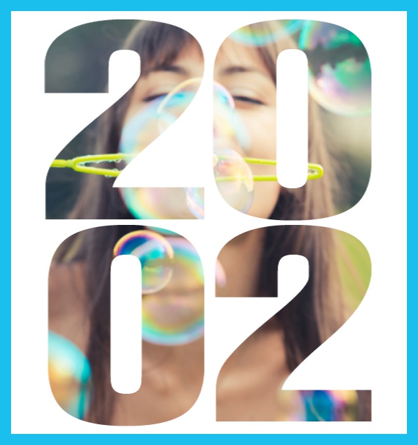 Born 2002 - Blue - 20th Birthday Online invitation card with own photo option behind a cut our 2002 Blue.