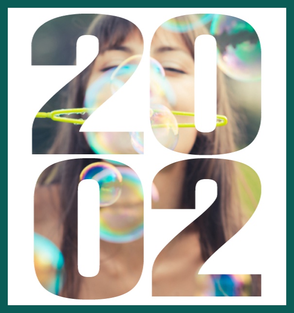 Born 2002 - Green - 20th Birthday Online invitation card with own photo option behind a cut our 2002 Green.