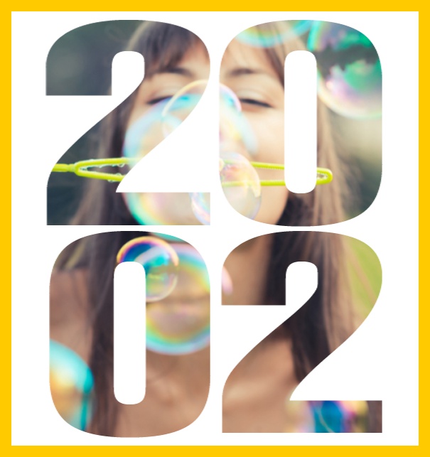 Born 2002 - Yellow - 20th Birthday Online invitation card with own photo option behind a cut our 2002 Yellow.
