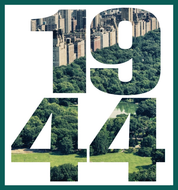 Online Einladungskarte mit ausgeschnittener 1944 für eigenes Image