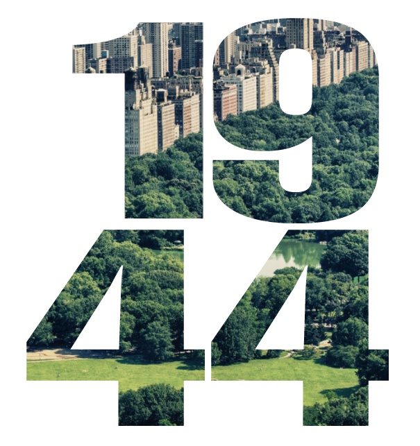 Online Einladungskarte mit ausgeschnittener 1944 für eigenes Image Weiss.