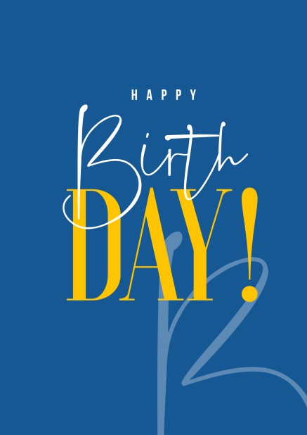 Blue Online Birthday Card with Happy Birthday! text and big yellow Day!