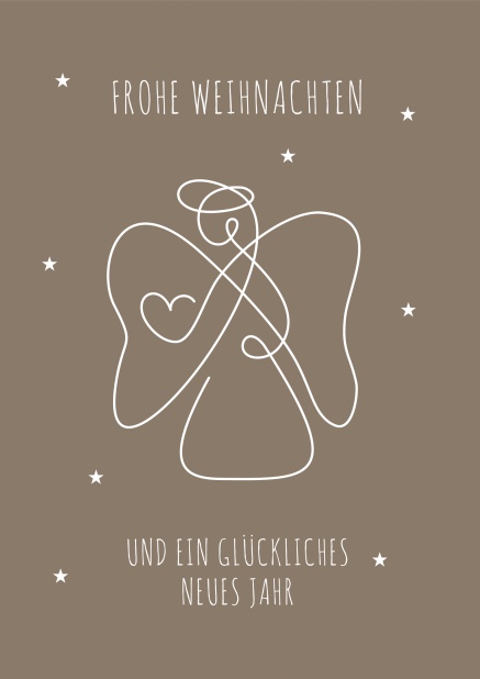 Goldene Online Weihnachtskarte mit schönem Weihnachtsengel