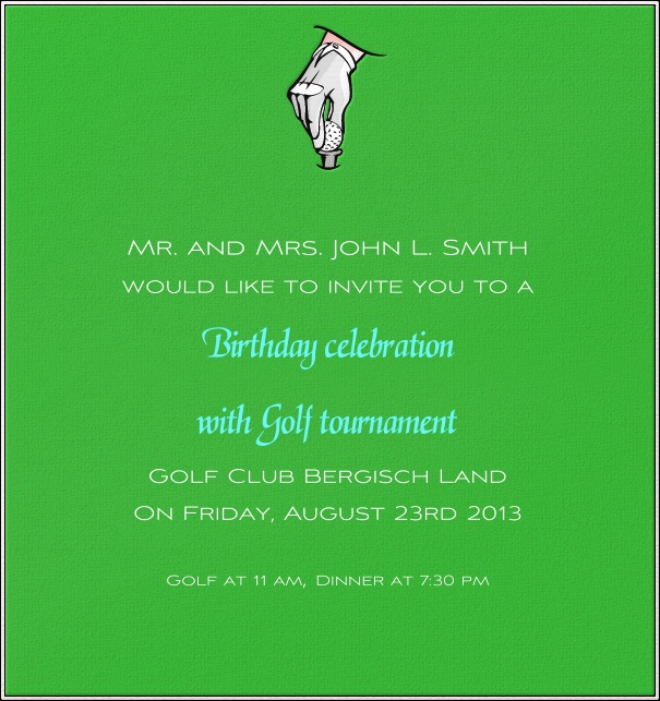 High Format Green Golf Theme Invitation Template with Ball and Pin.