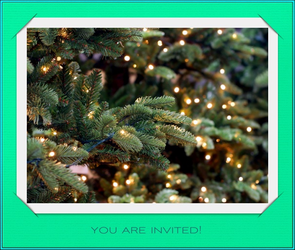 Square Customizable Photo Card Invitation with Green Border.