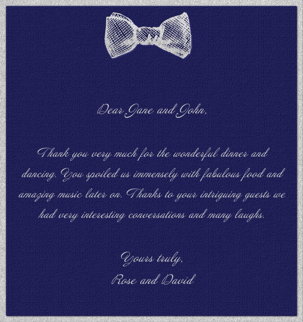 High Dark Blue Celebration Card with Bowtie.