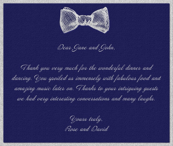 Dark Blue Celebration Card with Bowtie.