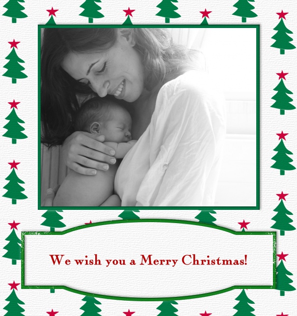 Online Christmas Card Online with Photo and Green Christmas Tree.