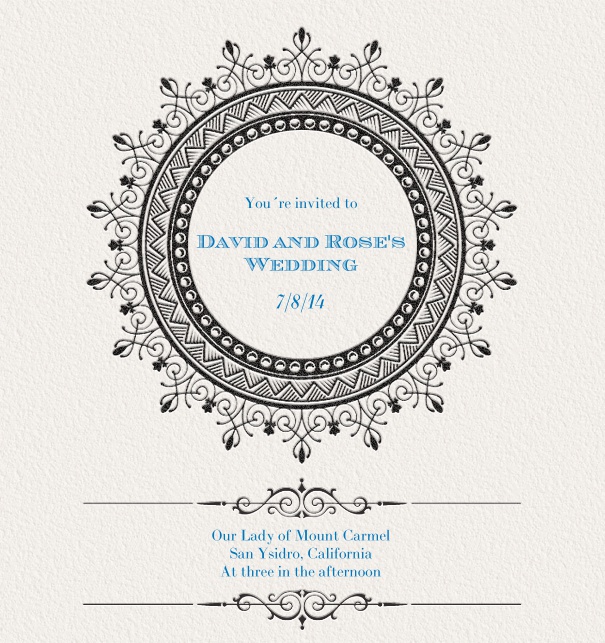 Modern Online Invitation with circle and blue text.