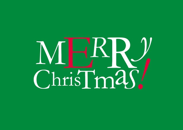 Online Green Christmas Card with the phrase "merry Christmas!".
