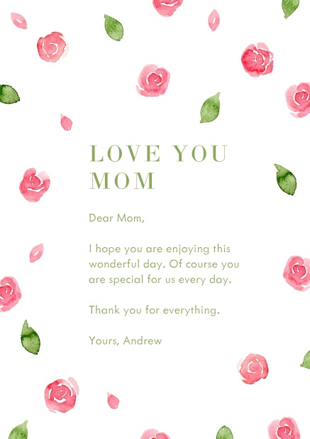 Online Mother's day card with red roses.