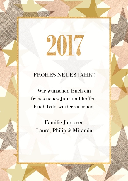 Online 2017 gut einläuten mit funkelden Sternen und Alle Gute fürs Neue Jahr wünschen.