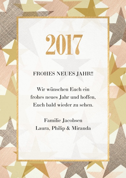 2017 gut einläuten mit funkelden Sternen und Alle Gute fürs Neue Jahr wünschen.