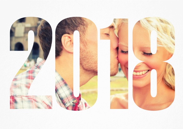 Datum vormerken 2018 - Rot - 2018 Karten Save the date Karte mit ausgeschnittener 2018 über eigenem Foto Rot.