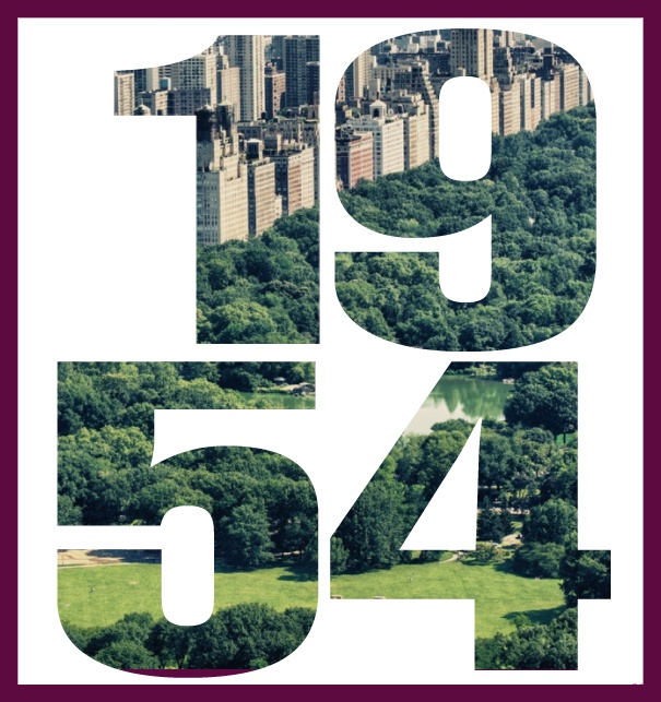 Online Einladungskarte mit ausgeschnittener 1954 für eigenes Image Lila.